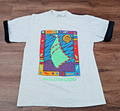Vintage 90's Wildwood NJ Gray T-Shirt Sailboat Size Small