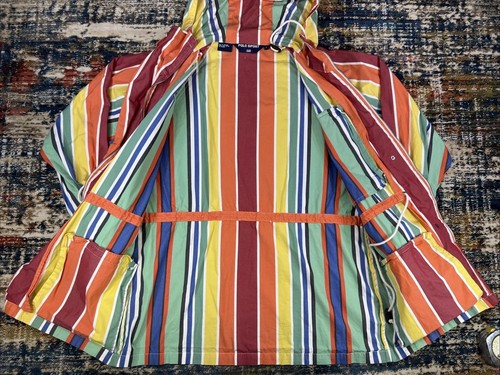 Vtg Polo Sport Ralph Lauren Striped Parka Jacket Rare Sail USA Mens Sz L 90s - Picture 2 of 12