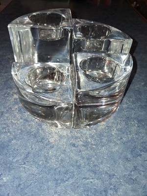 Orrefors Sweden Quartet Crystal Votive Candle Holders by Helene Krantz Set of 4 