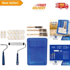 Complete 10 Piece Paint Brush and Roller Set for Interior and Exterior Use