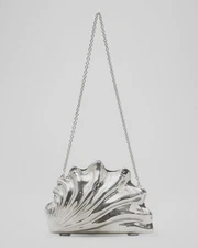 JW Anderson Women's Silver Shell Chrome Resin Chain Shoulder Clutch Purse Bag