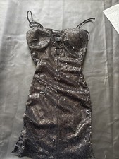 Windsor Black Sequin Bodycon Mini Dress Size Small Spaghetti Strap Party