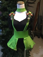 Kelle jazz dance costume black with Lime Green Child Large