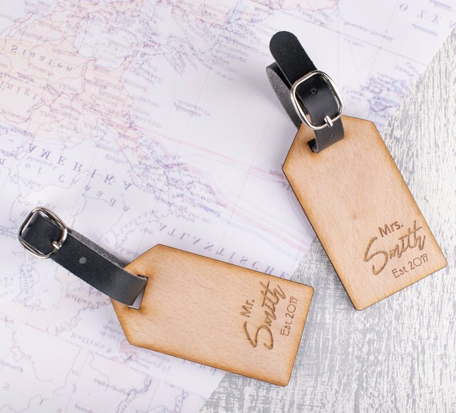 2pcs Personnalisé en Bois Étiquettes pour Bagages Mr et Mme Nom Etiquettes 2pcs Personnalisé en Bois Étiquettes pour Bagages Mr et Mme Nom Etiquettes
