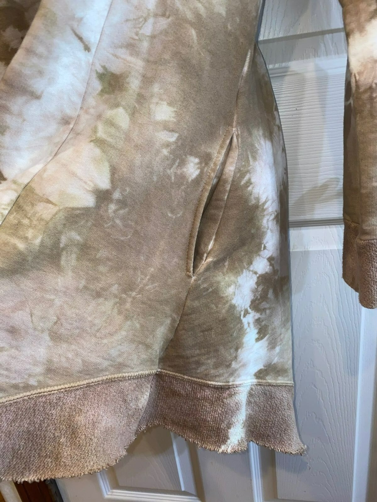 Felpa con cappuccio e zip marrone tie dye Steel Pony nuova taglia large *unica nel suo genere*