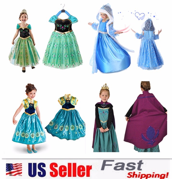 Princesa Elsa Anna Rol Cosplay Vestir Disfraz Vestido para Niñas Niño 2-10 Años