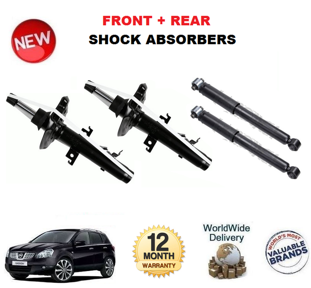 FOR NISSAN QASHQAI 2.0 L 2007 > 2x FRONT + 2x REAR SHOCK ABSORBER