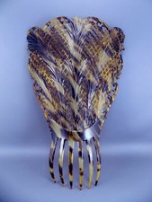 BEAUTIFULL EXCEPTIONAL ART NOUVEAU OVERSIZED CARVED CELLULOID 1900s HAIR COMB