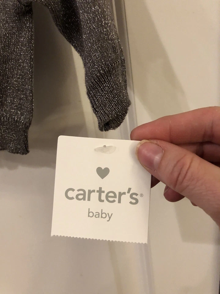 Новый с Ярлыками новорожденного Carter's кардиган Серебряный металлический SKU WR идеально подходит для Рождества - Изображение 2 из 4
