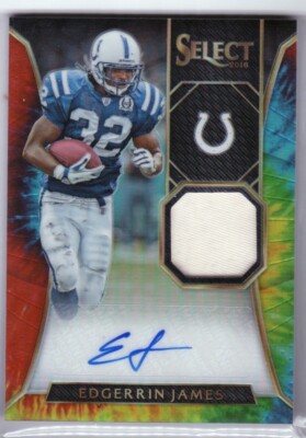 2016 Select Autograph Materials Prizm Tie Dye #47 Edgerrin James #'d 12/15
