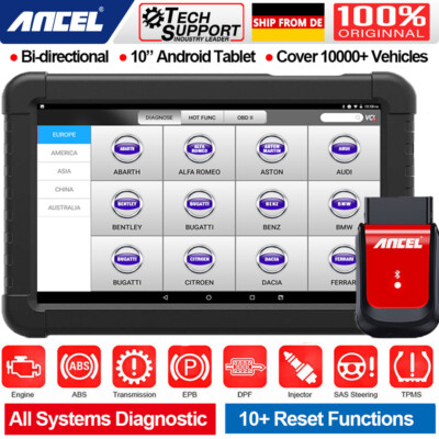 Ancel X6 OBD2 Diagnosegerät 10'' Touchscreen Alle System Scanner TPMS DPF EPB DE