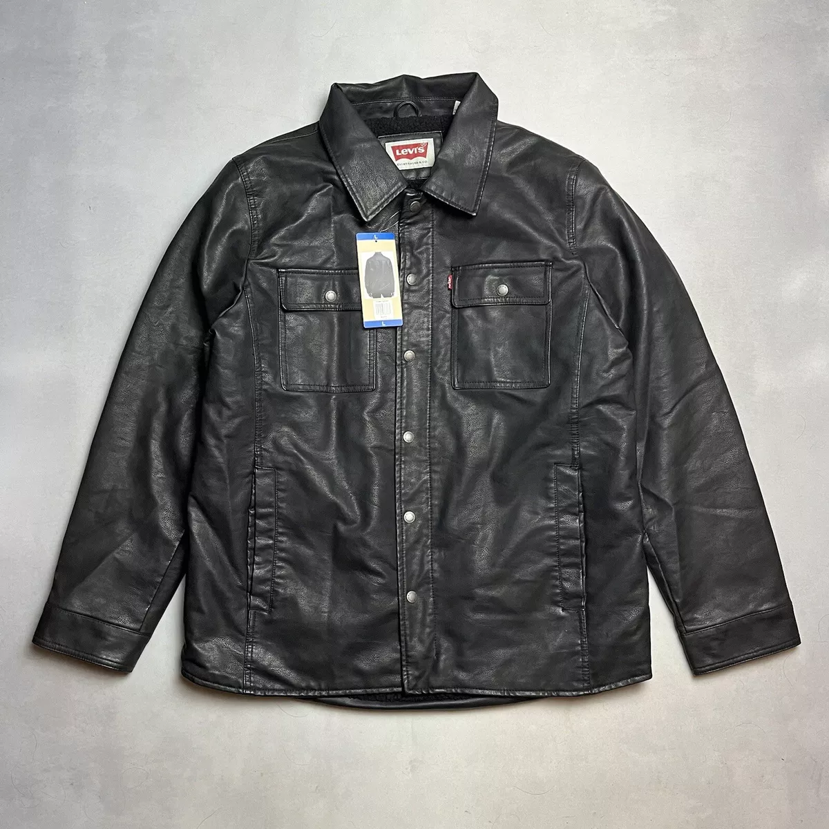 Levis Type 3 Trucker Faux Leather Jacket Large