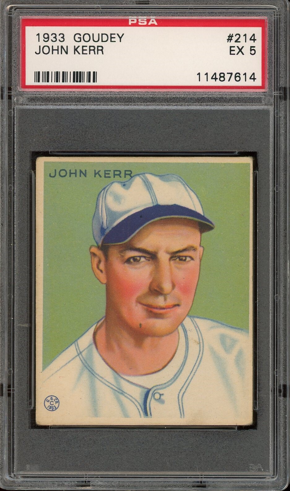 1933 Goudey Baseball #214 John Kerr PSA 5