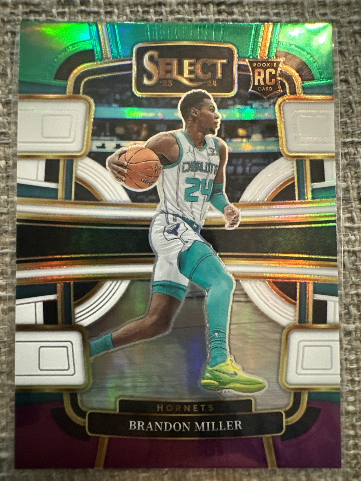 2023-24 Panini Select NBA Brandon Miller Green/White/Purple Prizm Rookie RC #80