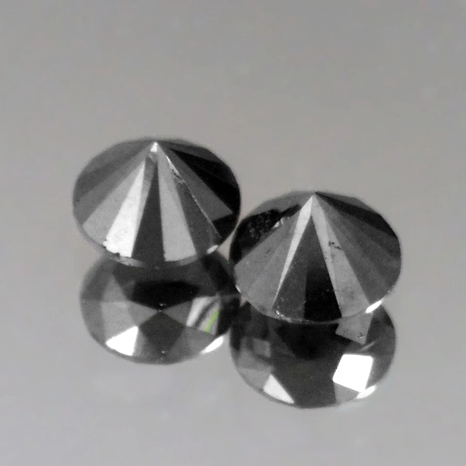 3.65cts Matching Pair Round Fancy Black Natural Earth Mined Loose Diamonds - Image 2 of 3