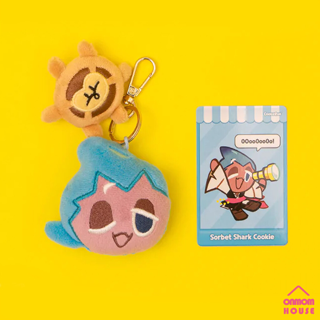 Cookie Run Kingdom Mascot Plush Keychain Sorbet Shark Peppermint