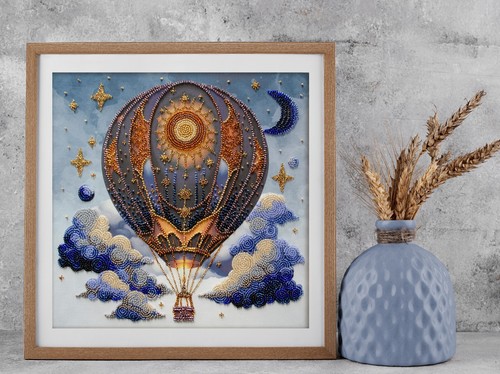 Abris Art Bead Embroidery Kit Air Adventures, Needlepoint Kit,DIY Beaded Balloon - Picture 5 of 7