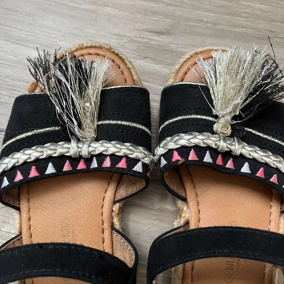 Oshkosh Genuine Kids Black Espadrille Sandals Toddler Girls Summer Beach Sz 6 - Image 2 of 4