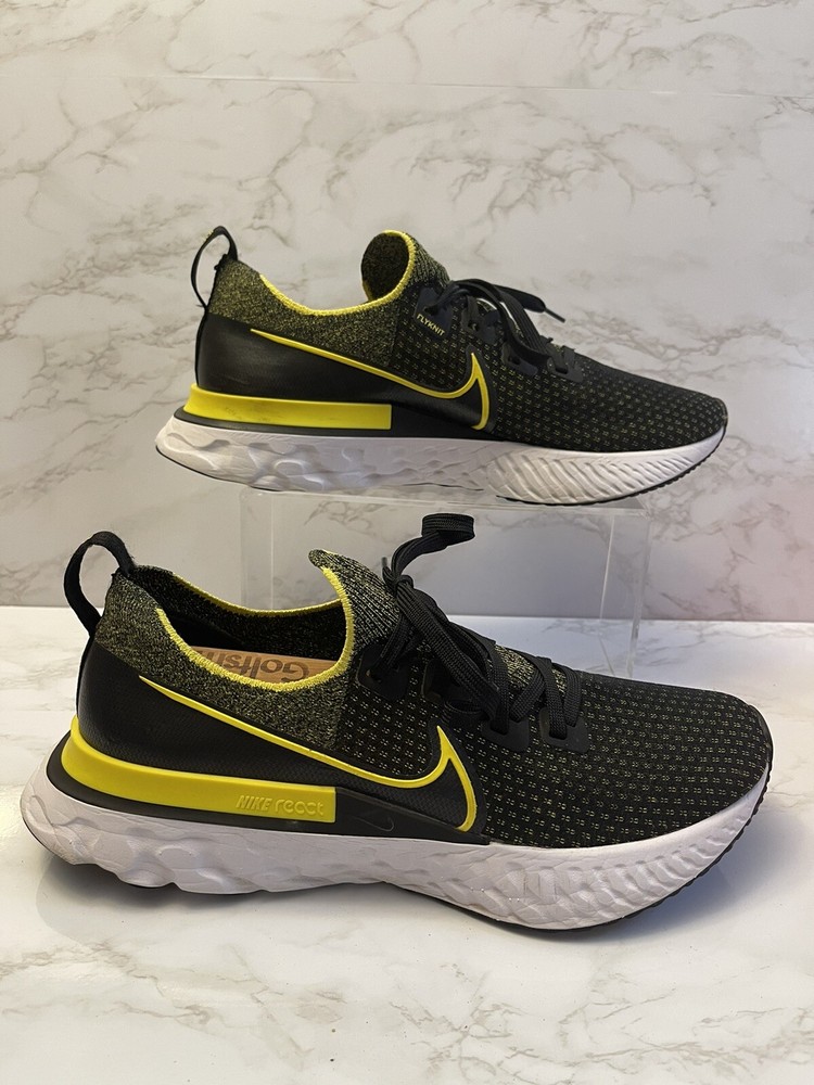 Nike React Infinity Run Flyknit Black Sonic Yellow Men's Running Shoes Size 10 CD4371-013