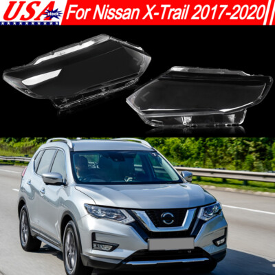 Front LH RH Headlight Headlamp Lens Cover Shell Clear For Nissan X-Trail 2017-20