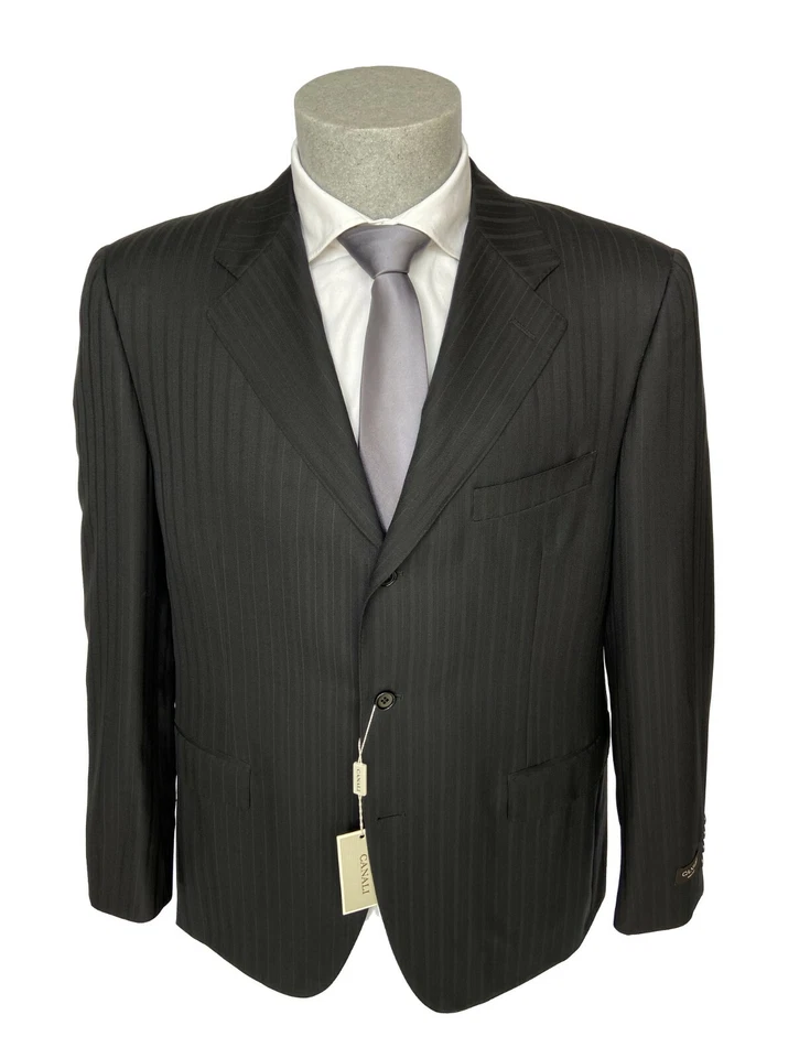 Abito sartoriale uomo CANALI, nero a righe DROP 6 in Pura Lana Vergine, -60%. - Imagen 2 de 4