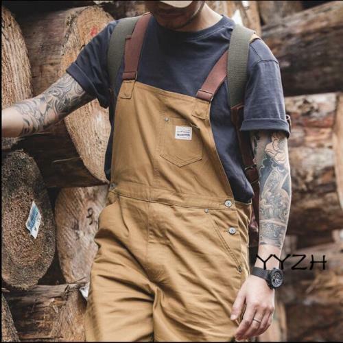 Da Uomo Fashion Casual Larghi Salopette Loose Fit Taglie Forti gamba larga  pantaloni lavoro pettorina | eBay