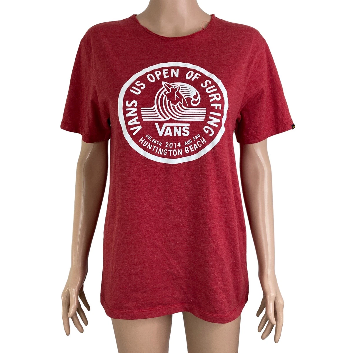 Vans Tshirt Mens Large Red White Vans US Open of Surfing Spellout