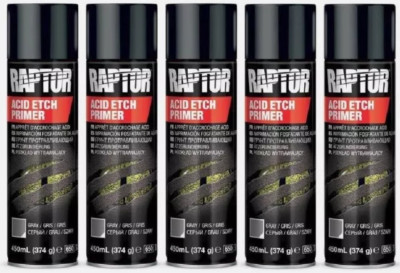 5 xUpol RAPTOR Acid ETCH GREY Primer 450ml Aerosol schnelltrocknend kein Schleifen nötig