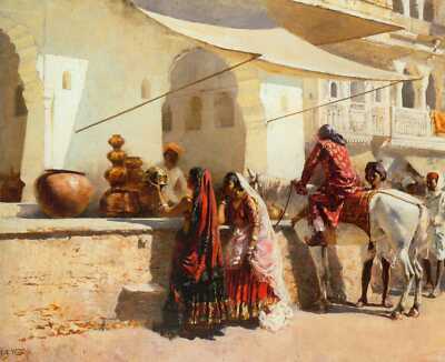 Edwin Weeks A Street Market Scene India 1887 17''x 22'' Archival Art Print