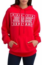 New 100 Jordache Women's Red Cotton Logo Drawstring Long-Sleeve Hoodie Size S