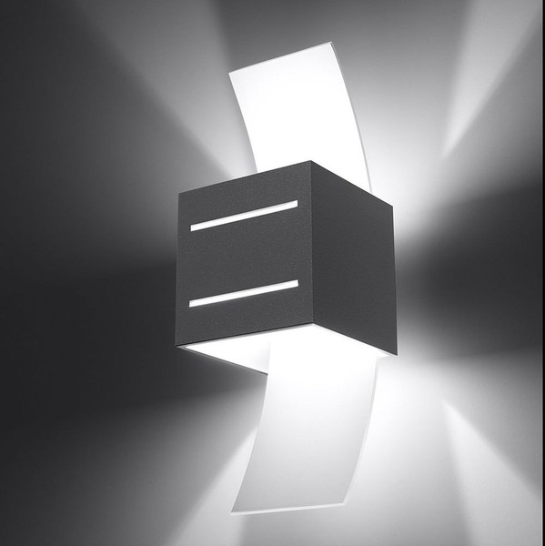 Wandlampe Wandleuchte Wohnzimmerlampe Up Down Alu Glas Grau 1 Flammig H 30 Cm-image