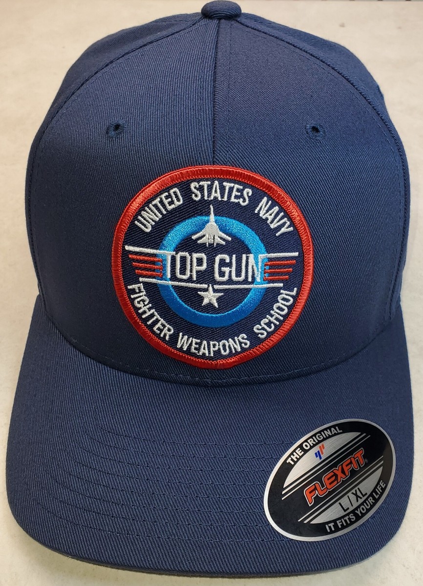 Top Gun Patch on Flexfit Style 6277 Hat / Navy Blue - L/XL 7 1/8