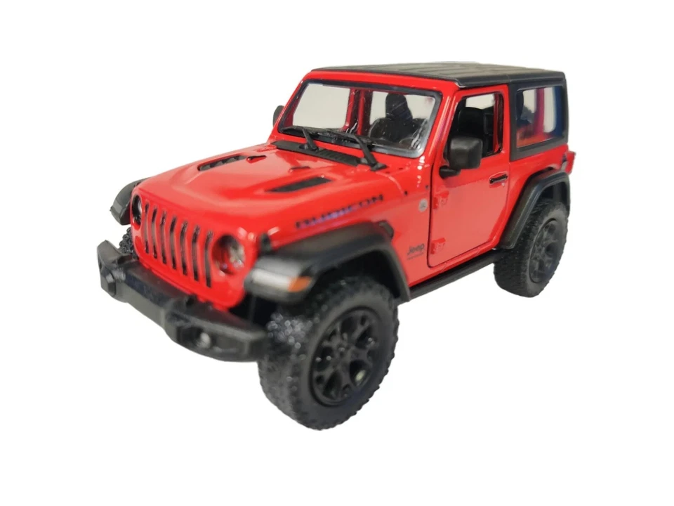 Jeep Wrangler 2018 Jeep Wrangler techo rígido modelo coche fundido a presión escala 1:34 KINSMART (rojo) Foto 3 de 4