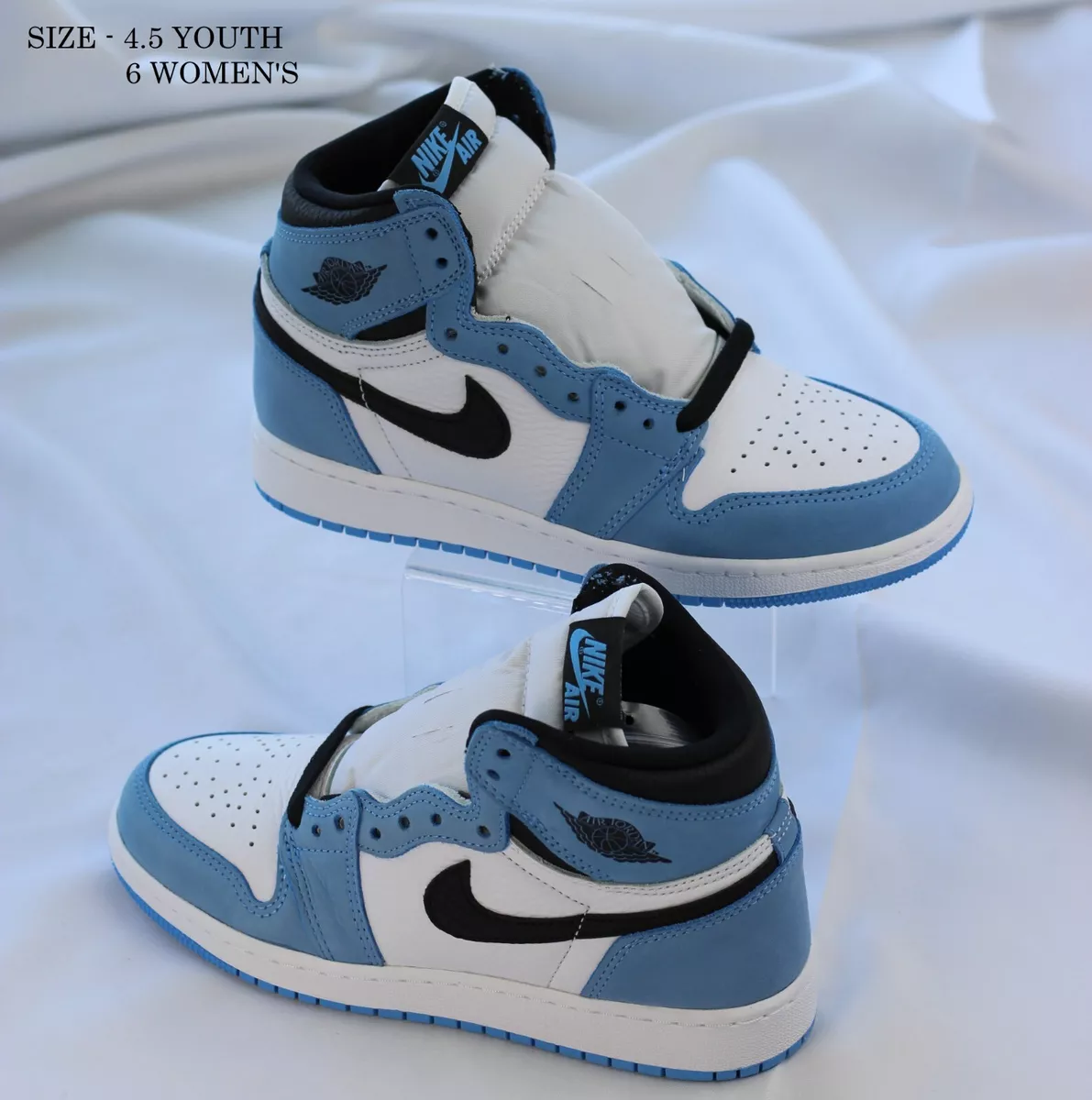 Size 4.5Y   Nike Air Jordan 1 Retro High OG University Blue White Black  Sneakers