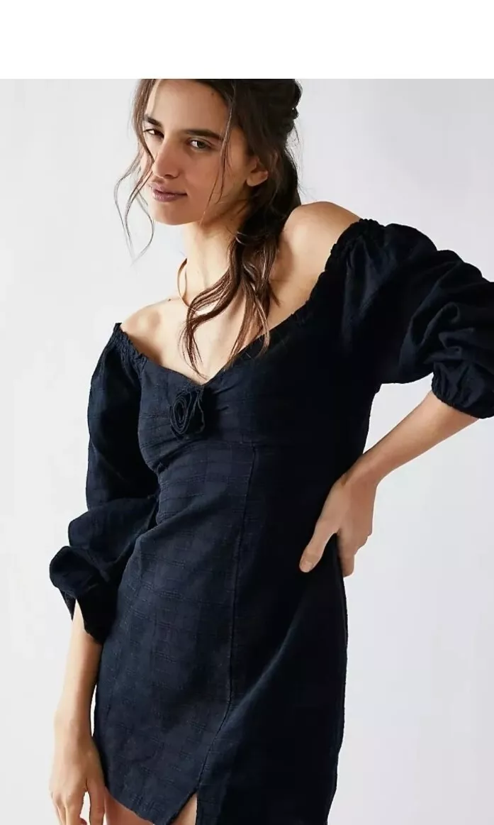 Free People Black Put A Rose On It Mini Dress black Size xs RRP 78