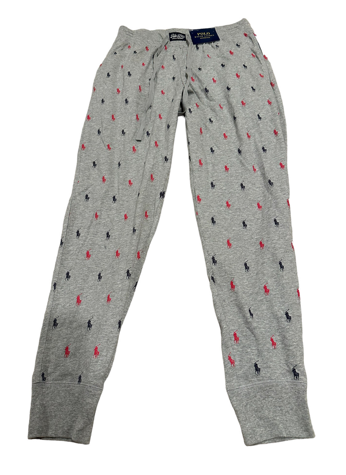 NEW Polo Ralph Lauren Mens All Over Pony Print Jogger Sleep Pants Gray