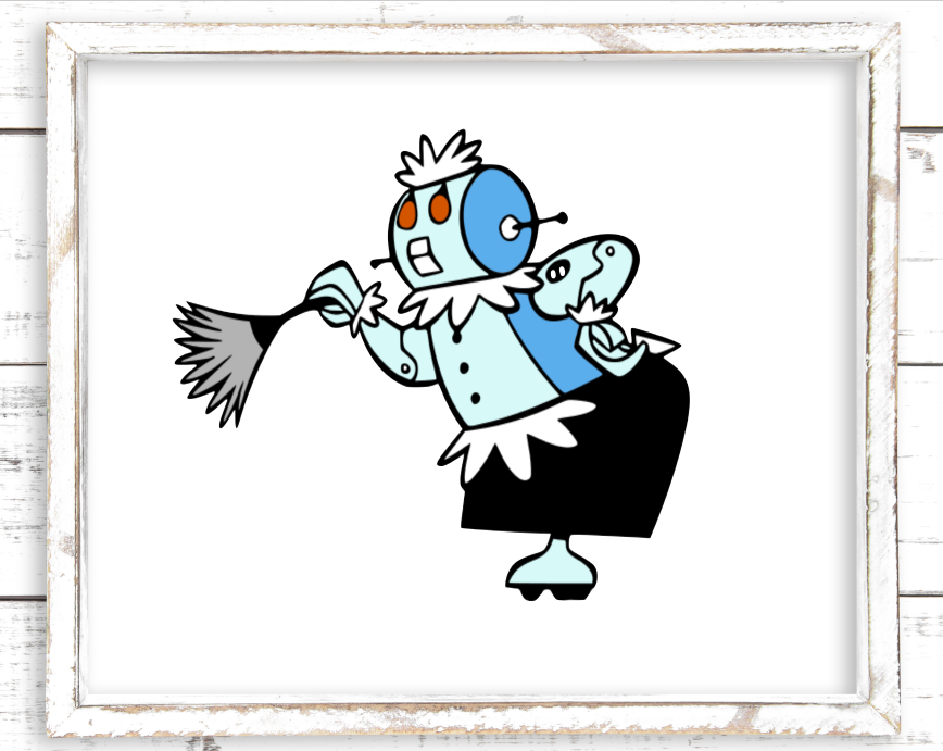Full Color Rosie The Robot with Feather Duster Sticker for Robot Vacuums