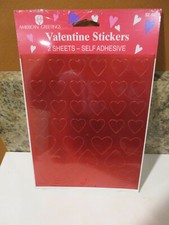 American Greetings Valentine's Day Sticker 2 Sheets Sealed Red Foil Vintage USA