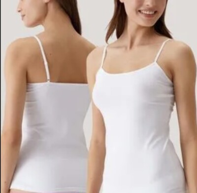 2 er Pack Damen Unterhemd Top weiß Baumwolle 36 38 40 42 44 46 48 50 52 54 56 58