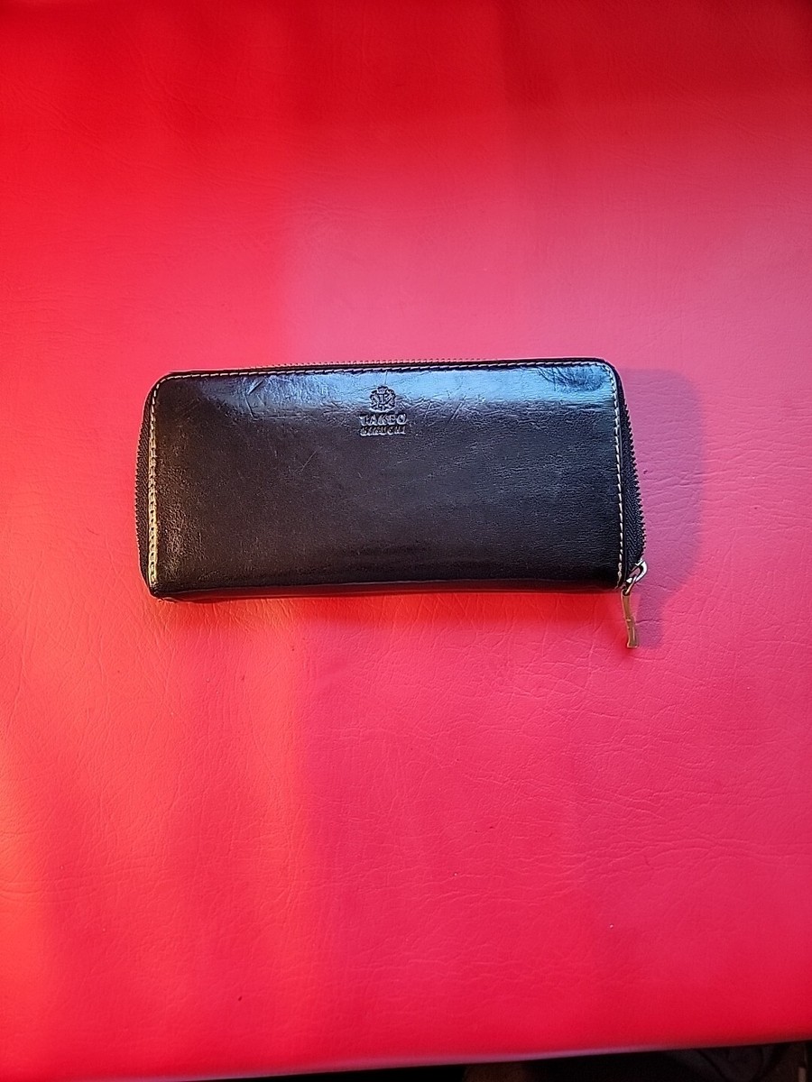 TAKEO KIKUCHI Leather Wallet Brass Zipper Japanese Designer High