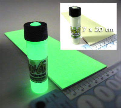 Glow-On ORIGINAL Leuchtfarbe für Schusswaffen Lg 9,2 ml Farbe + 7cm x 20cm Glühfolie