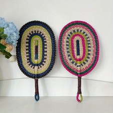 Vietnamese Seaweed Grass Woven Fan Wind Wall Hanging Decor Hand-shake Oval Gift