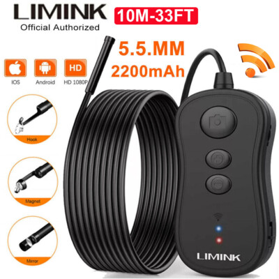 LIMINK 5.5mm 10M Wireless Endoscope Borescope Semi-rigid Cable Inspection Camera