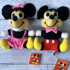 DISNEY Mickey Minnie Vintage Non-Allergenic Hand Crafted Plush Dolls Figure