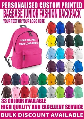 BAGBASE Personalisierter Junior Mode Rucksack beliebiger Name Schule Kinder Rucksack Tasche BG125