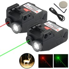 Compact Red / Green Laser Sight Flashlight Combo for Pistols with USB Recharging