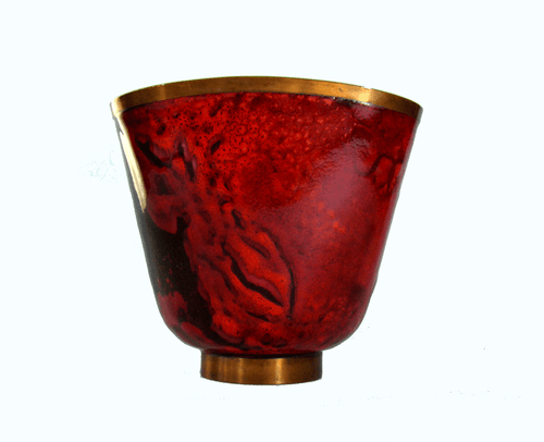 Unique Copper Enamel Bowl Vase Vessel Emaille Gio Ponti Era, Italy vintage 1950s - Picture 8 of 9