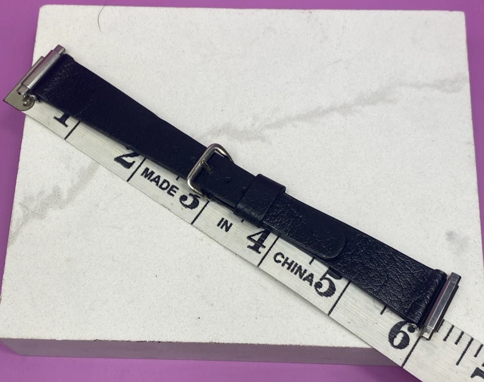 Brite Vintage Unused Leather Watch Band Silver Tone Buckle & Lugs 10mm-13mm - Image 4 of 4