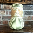 Roseville Ceramic Vase Ribbed Figural Relief Child Nature Matte Pottery
