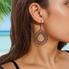 Elegant Black Hollow Geometric Water Drop Earrings Party Daily Holiday Jewelry